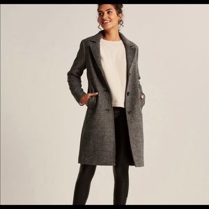 NWOT Abercrombie & Fitch Wool-Blend Dad Coat - Herringbone